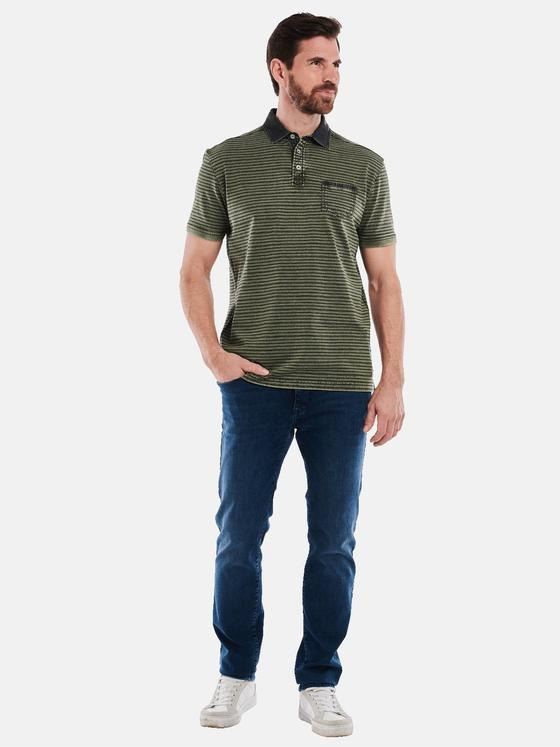 engbers Herren Polo-Shirt gestreift Grün 35052