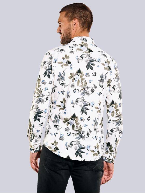 emilio adani Herren Langarm-Hemd gemustert Beige 35359