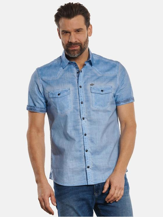 engbers Herren Kurzarm-Hemd gefärbt Hellblau 32820