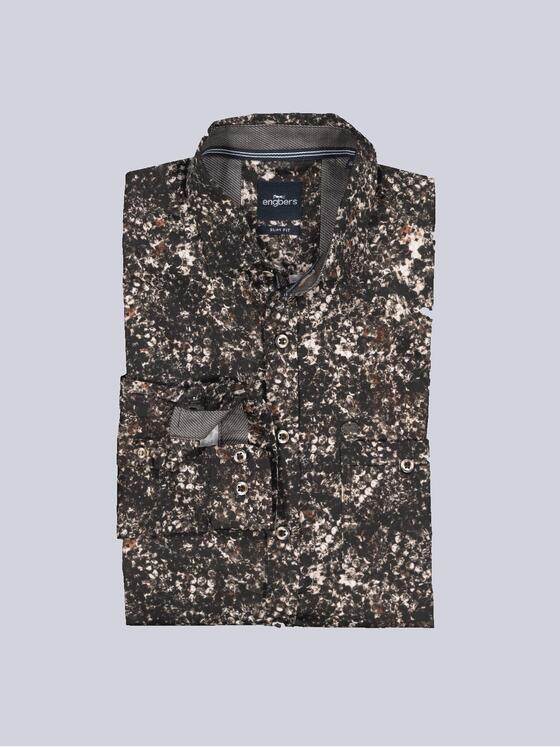 engbers Herren Langarm-Hemd gemustert Braun 35790