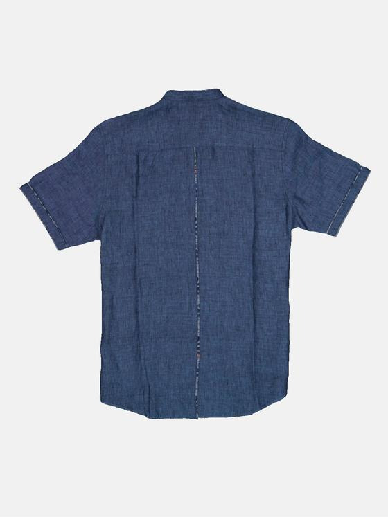 engbers Herren Kurzarm-Hemd aus Leinen Saphirblau 33068