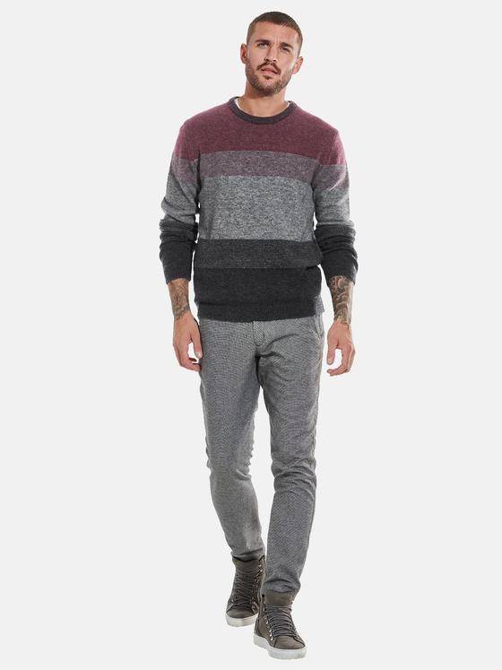 emilio adani Herren Pullover mit Blockstreifen Grau 32349