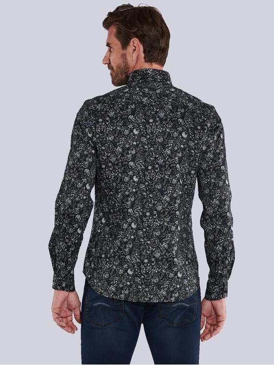 ENGBERS GERMANY Herren Langarm-Hemd gemustert Schwarz 35277