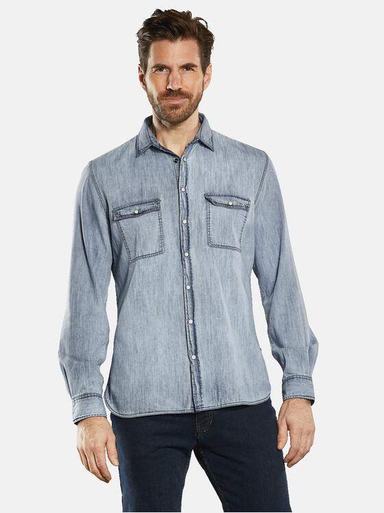 engbers Herren Langarm-Hemd uni Blau 34475