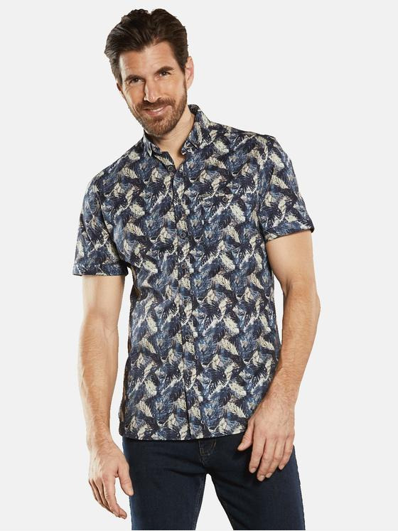 engbers Herren Kurzarm-Hemd gemustert Marineblau 34755