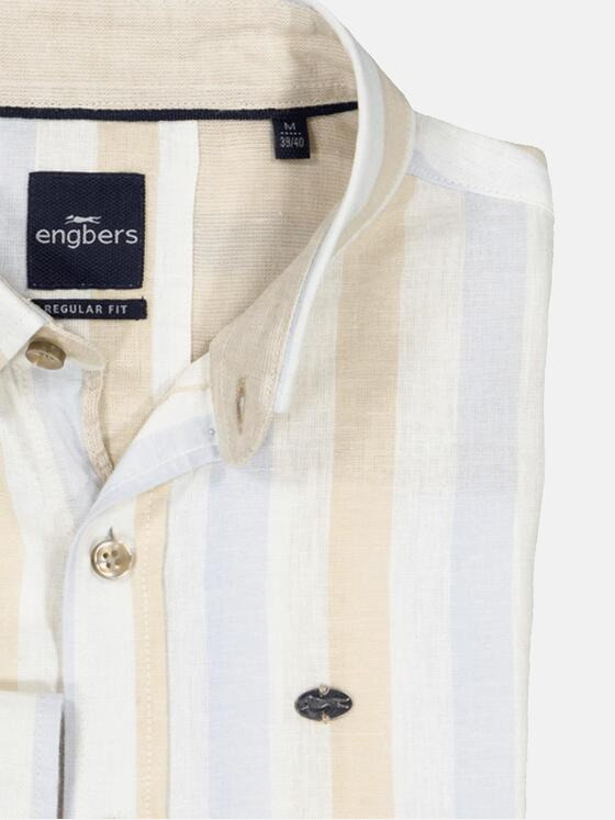 engbers Herren Langarm-Hemd mit Leinenanteil Blau 36584