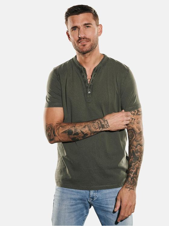 emilio adani Herren Henley-Shirt regular Grün 35106