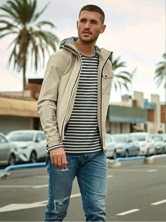 emilio adani Herren Übergangsjacke mit Kapuze Beige 34455