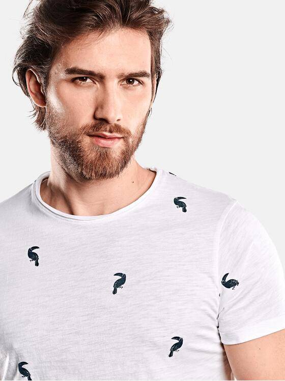 emilio adani Herren Printshirt Bio Baumwolle Weiß 27694