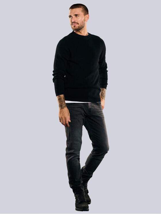 emilio adani Herren Pullover uni Schwarz 35613