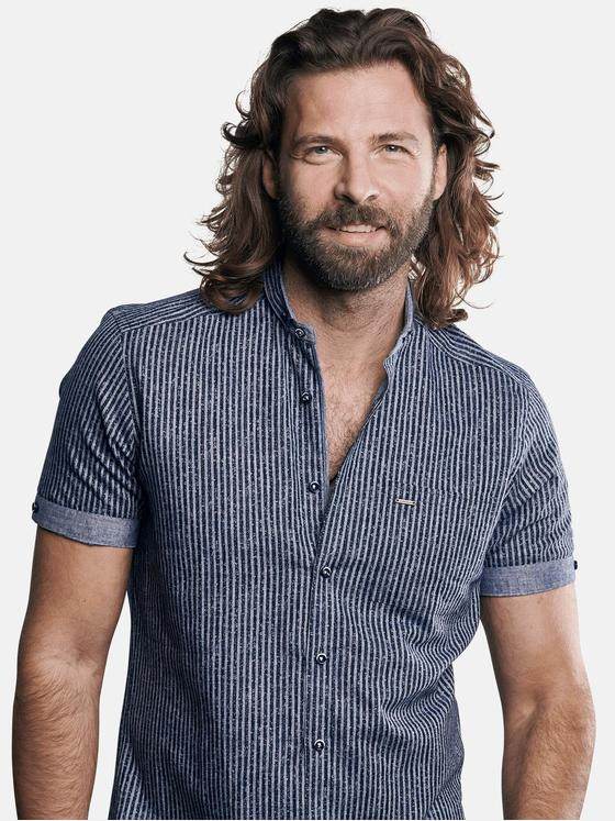 emilio adani Herren gestreiftes Hemd aus softer Halbleinen Ware Blau 29440