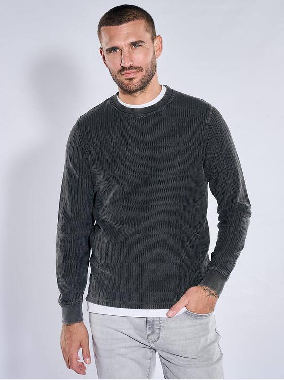 emilio adani Herren Longsleeve mit Rundhalsausschnitt Anthrazit 41401