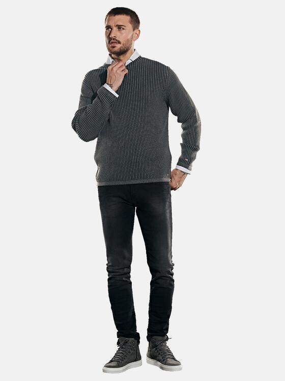 emilio adani Herren Pullover in Rippstruktur Schwarz 31979