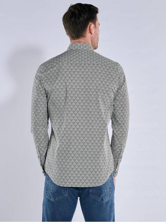 engbers Herren Langarm-Hemd gemustert Beige 39319