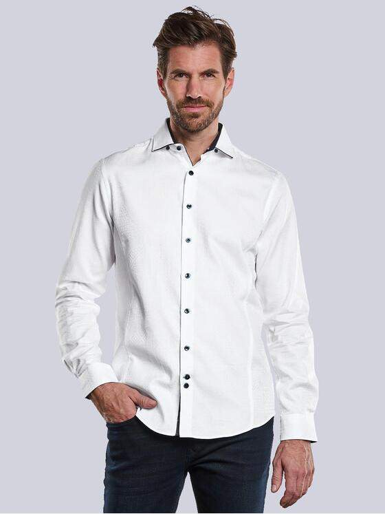 engbers Herren Langarm-Hemd mit Jaquard-Muster Weiß 34102