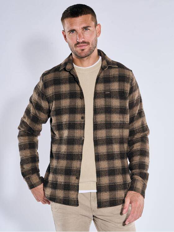 emilio adani Herren Overshirt mit Zipper Braun 39158