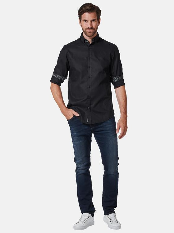 ENGBERS GERMANY Herren Langarm-Hemd uni Schwarz 35283