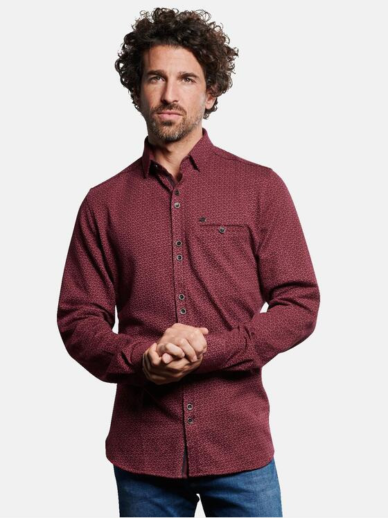 engbers Herren Langarm-Hemd gemustert Karminrot 32465