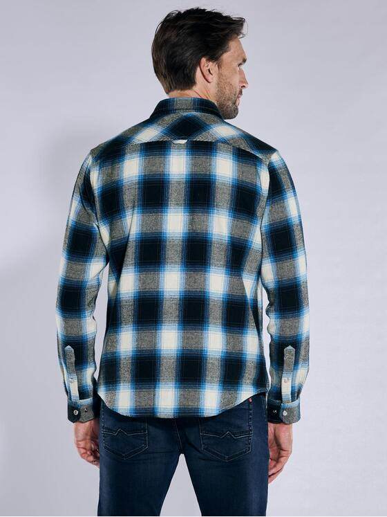 engbers Herren Langarm-Hemd kariert Petrolblau 37586