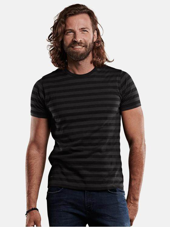 emilio adani Herren Strukturmix T-Shirt Schwarz 28974
