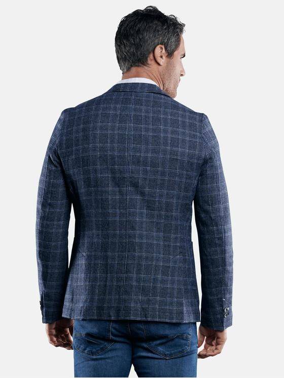 engbers Herren Kariertes Freizeit-Sakko aus hochwertigem Leinenmix Saphirblau 29130