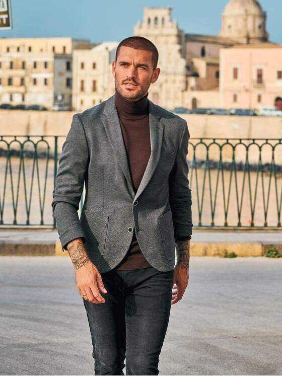 emilio adani Herren Freizeit-Sakko slim fit Grau 35561