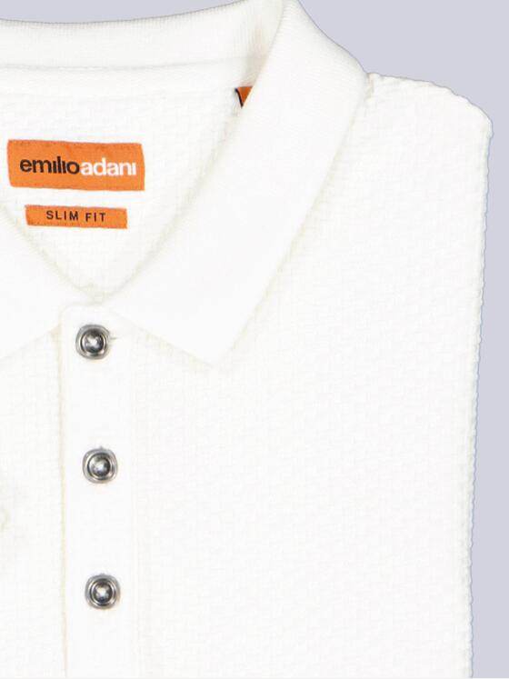 emilio adani Herren Poloshirt mit strukturierter Warenoberfläche Reinweiss 40124