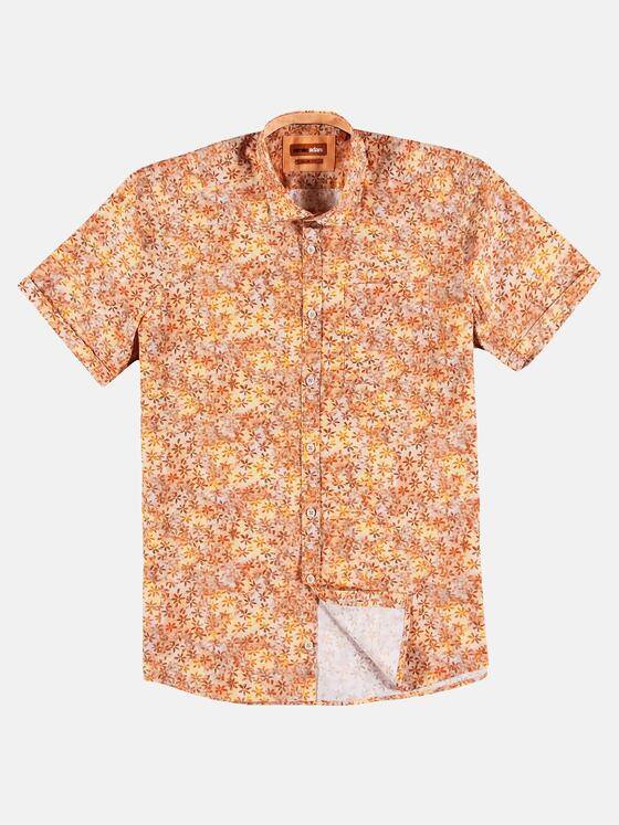 emilio adani Herren Modisches Halbarm-Hemd mit floral Musterung Orange 29627