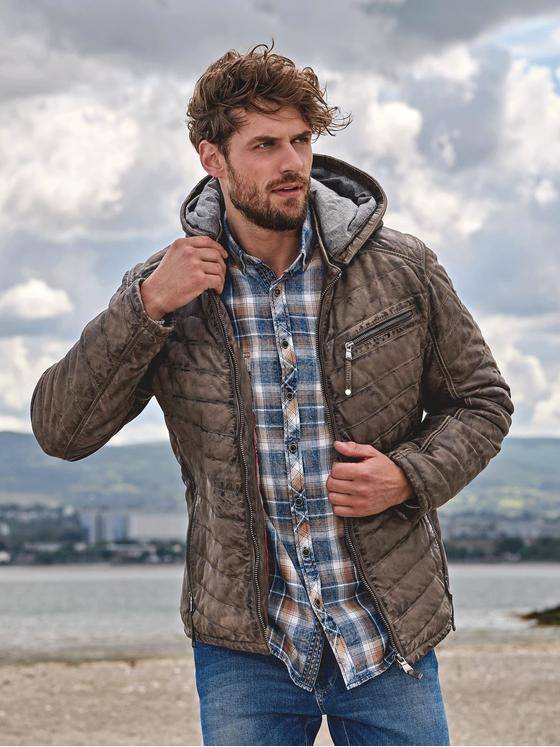 engbers Herren Lederjacke mit Steppung Hellbraun 33551