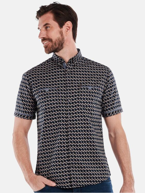 engbers Herren Kurzarm-Hemd gemustert Blau 35206