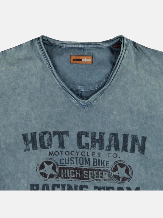 emilio adani Herren V-Neck T-Shirt Blau 23668