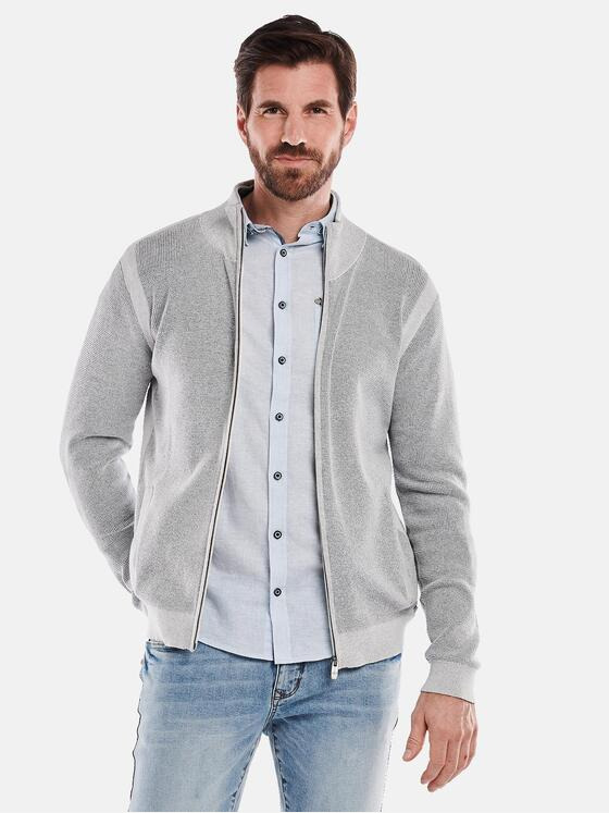engbers Herren Strickjacke mit Zipper Hellgrau 34554