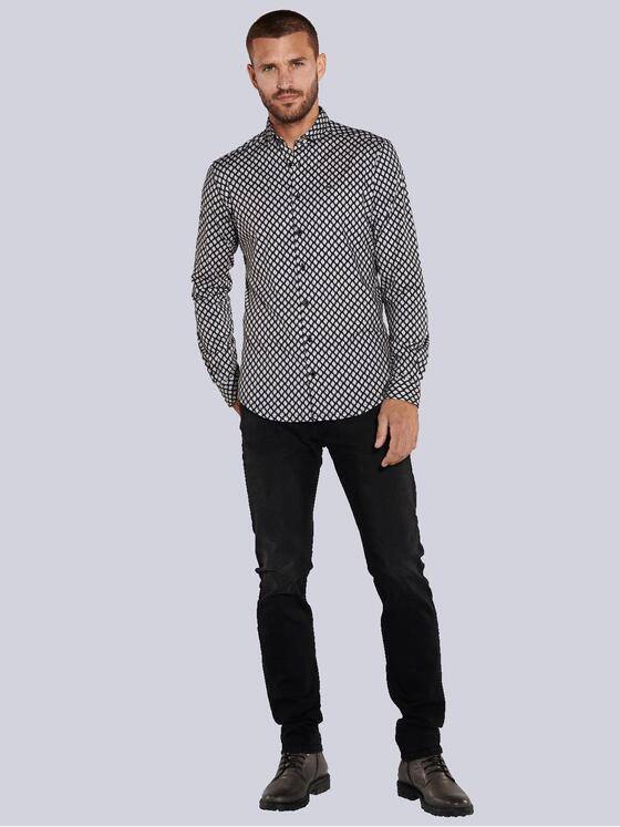 emilio adani Herren Langarm-Hemd slim fit Schwarz 36102