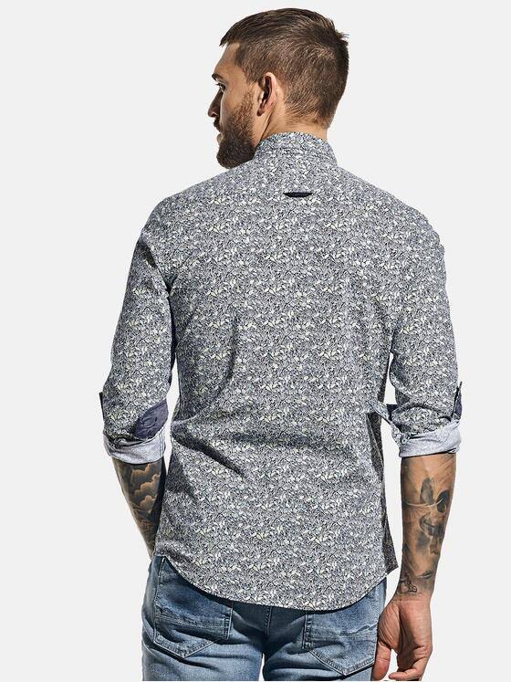 emilio adani Herren Floral bedrucktes Langarmhemd Türkis 30322