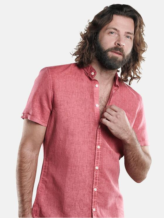 emilio adani Herren Sommerliches Halbleinenhemd Rot 29772