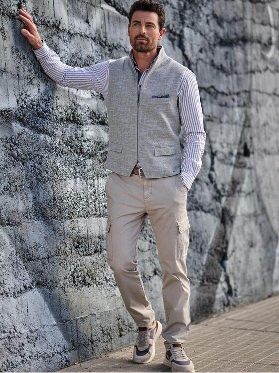 engbers Herren Sakko-Weste slim fit Hellgrau 38248