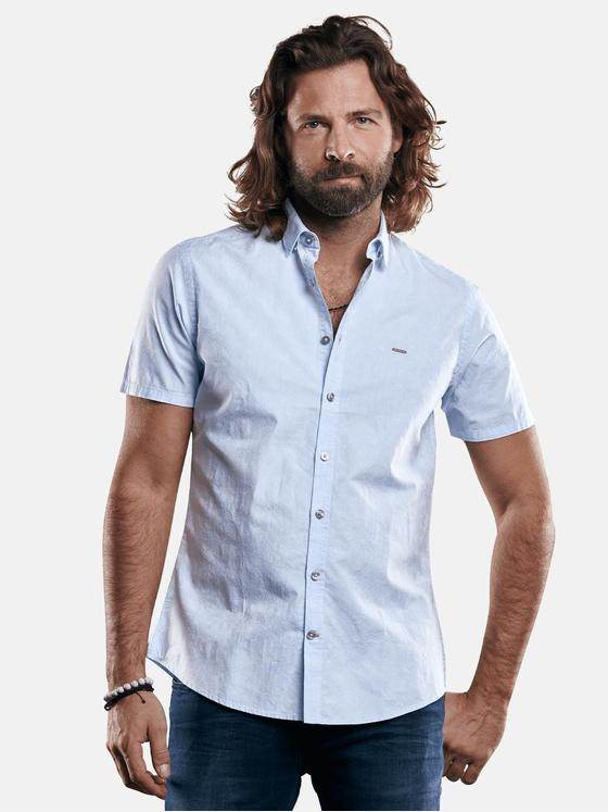 emilio adani Herren Baumwollhemd mit gewebtem Floralmuster Blau 29431