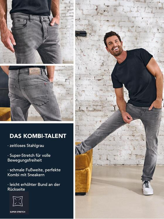 engbers Herren Super-Stretch-Jeans "My Favorite" Grau 37071