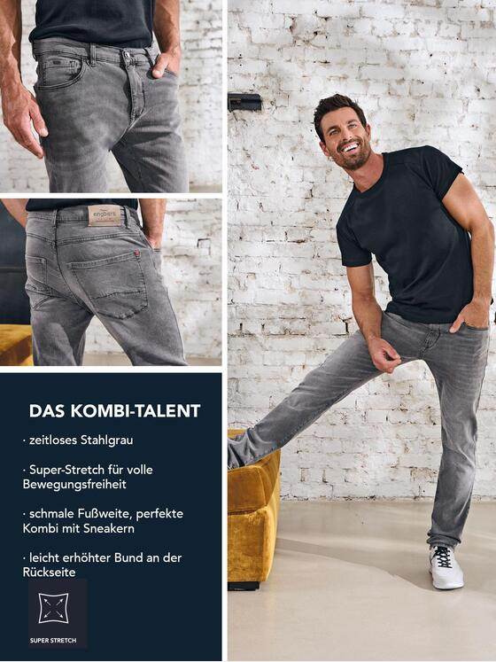 engbers Herren Super-Stretch-Jeans "My Favorite" Grau 38204