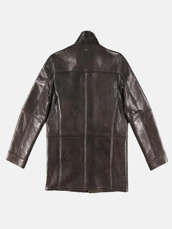 emilio adani Herren Lange Lederjacke Braun 30758