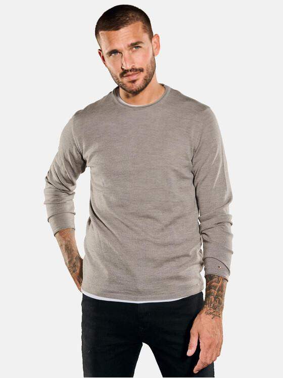 emilio adani Herren Pullover aus Merinowolle Beige 35703