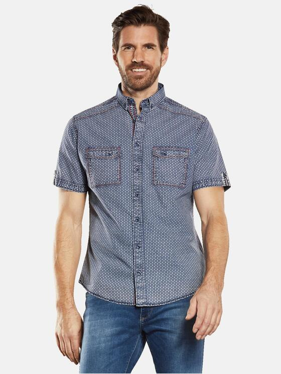 engbers Herren Kurzarm-Hemd gemustert Blau 34255