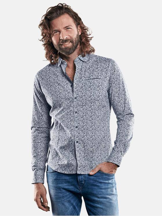 emilio adani Herren Print-Hemd aus Comfort-Stretch Blau 29503