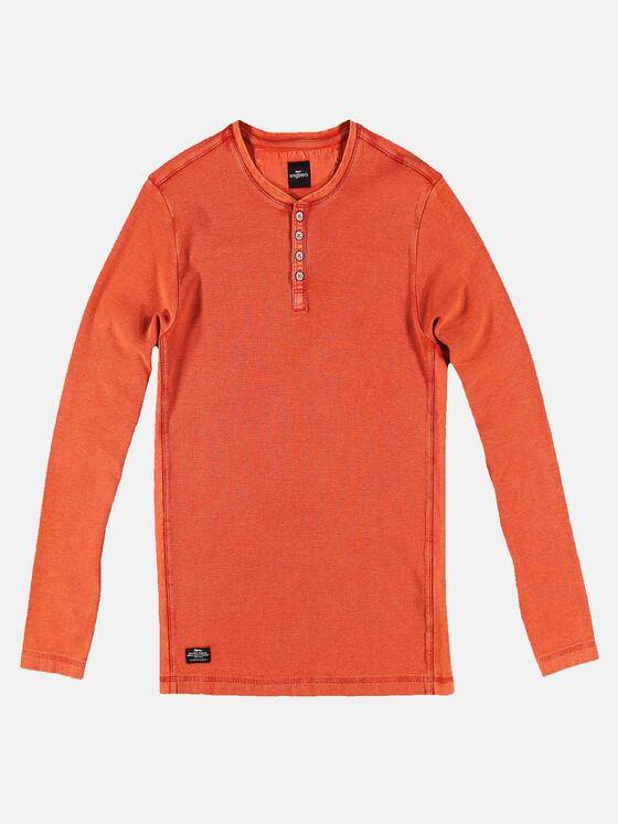engbers Herren Strukturiertes Henley Shirt Reinorange 30279