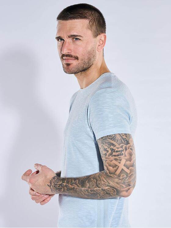 emilio adani Herren Rundhals T-Shirt Hellblau 40795