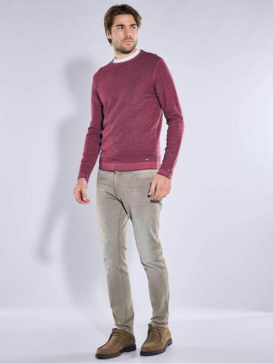 emilio adani Herren Merino-Pullover mit Reiskorn-Struktur Dunkelrot 41183