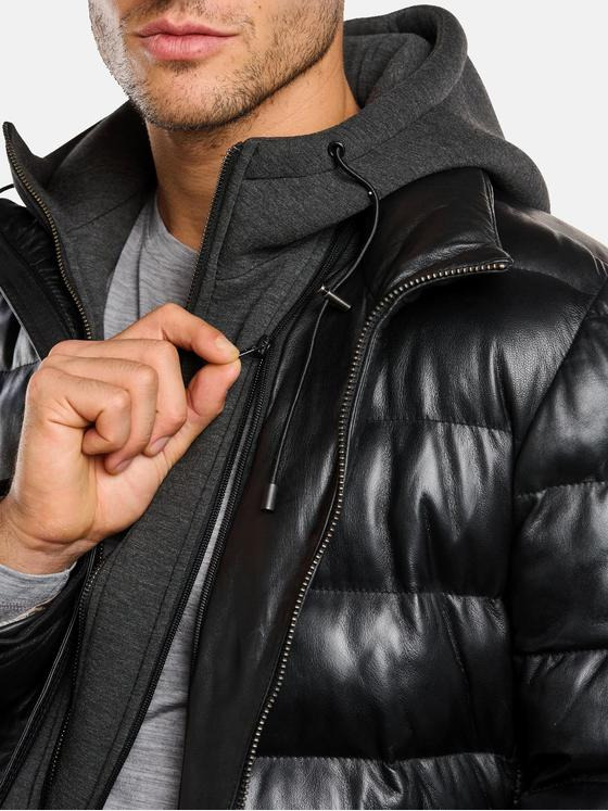 ENGBERS GERMANY Herren Lederjacke mit Steppung Schwarz 33544