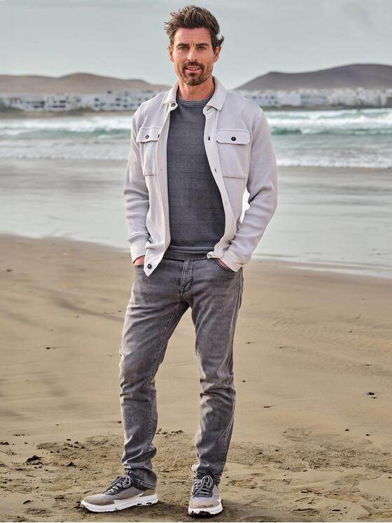 engbers Herren Modisches Strick Overshirt Silbergrau 40479