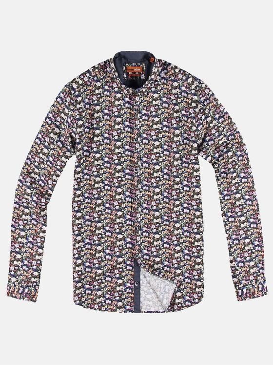 emilio adani Herren Langarmhemd mit floralem All-Over-Print Grün 30952