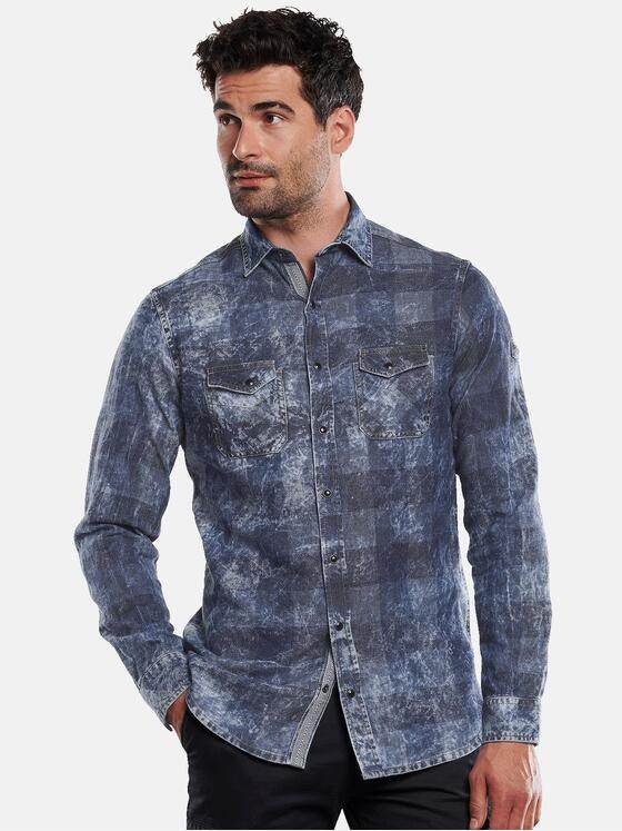 engbers Herren Langarm-Hemd kariert Indigoblau 31884